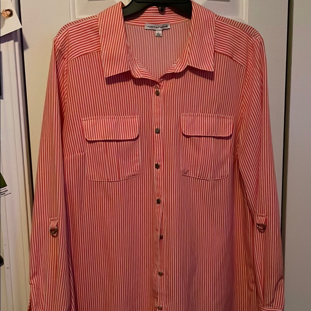 Notations Red and White Button Down Shirt
